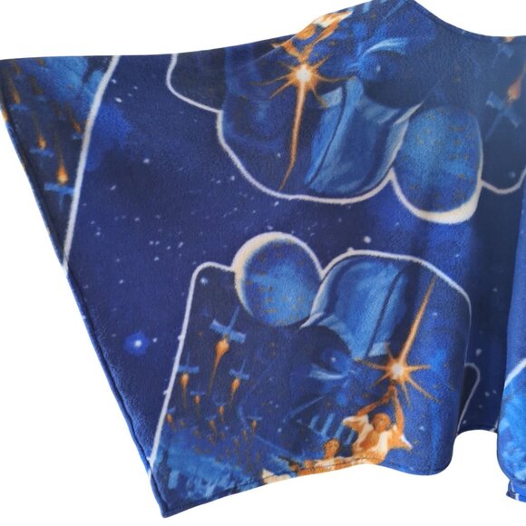 Handmade Original Star Wars Fleece Poncho Blue Orange Lightweight - Picture 8 of 11